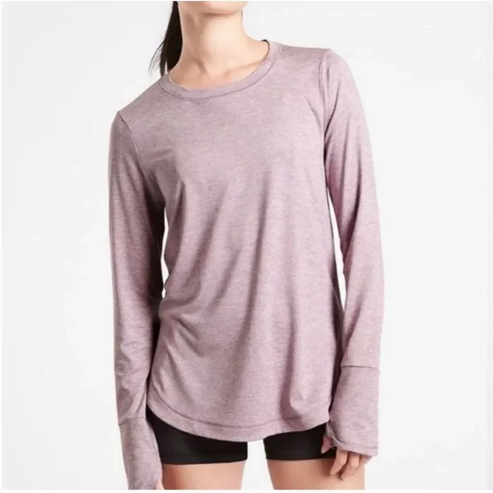 Athleta Uptempo Flora Mauve Long Sleeve Top